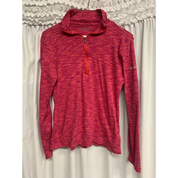 Columbia Women’s Omni-Wick Quarter Zip Pink Heather Long Sleeve Active Top M - Picture 2 of 5